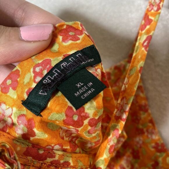 Wild Fable Sleeveless Floral Woven Bodycon Mini Dress Square Neck Cutout Orange - Picture 4 of 15